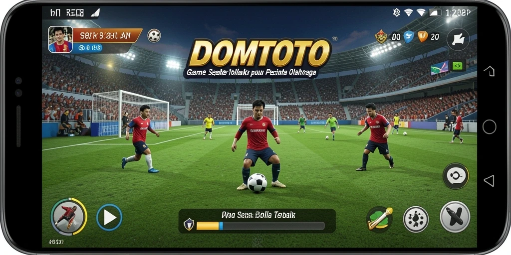 Tampilan gameplay DOMTOTO yang menarik dan penuh aksi sepak bola.