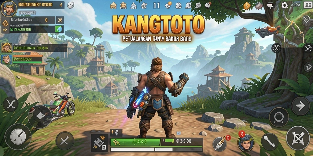 Screenshot gameplay KANGTOTO menampilkan eksplorasi dunia terbuka yang menakjubkan.