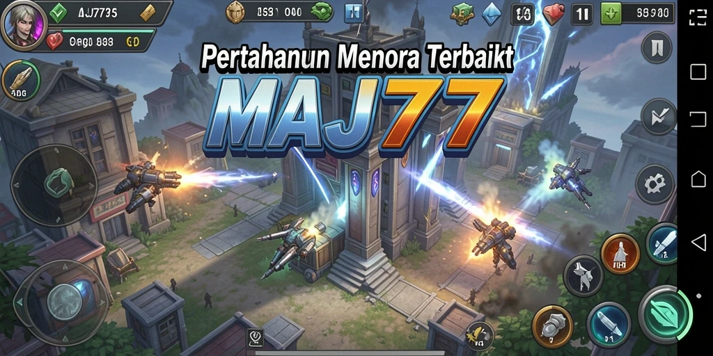 Tangkapan layar game MAJ777 menampilkan aksi Tower Defense yang seru.