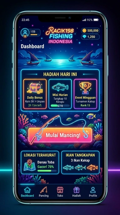 Antarmuka pengguna yang rapi dan intuitif di racik198.